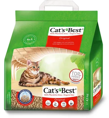 Produktbild von Cat's Best Original Katzenstreu 100% pflanzlich Klumpstreu 4,3kg 10L