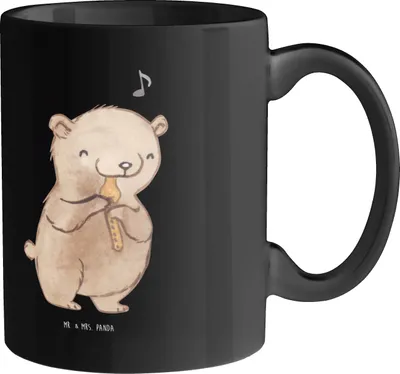 Produktbild von Mr. & Mrs. Panda Tasse Abenteuer Blockflöte - Schwarz - Geschenk, Pott, Musik, Trinkbecher, Sopranblockflöte, Henkelpott, Musiker, Kaffeebecher, Teetasse, Altblockflöte