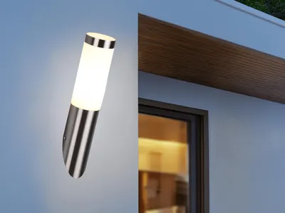 Produktbild von Moderne LED Außenwandleuchte Fassadenbeleuchtung aus Edelstahl Silber, Höhe 39cm