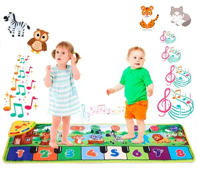 Productafbeelding van Nederlands speelgoed voor baby's vanaf 1 jaar, met 8 dierengeluiden en LED-verlichting. Muziekmat voor kinderen van 3 en 4 jaar