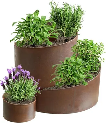 Produktbild von mucHome Kräuterspirale Kräuterschnecke Kräuterbeet aus Metall 58,5x43x41cm Rost Kräutertreppe