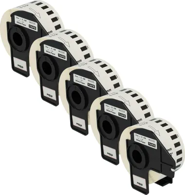 Produktbild von vhbw 5x Rolle mit Halter 1 Etikette Ersatz für Brother DK-22225 für Drucker - 38mm x 30,48m Weiß