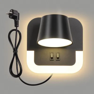 Produktbild von Wandlampe mit Schalter – Nachttischlampe – Zum Lesen und Arbeiten – Verstellbare Farbtemperatur – 14x14x14 cm – Schwarz