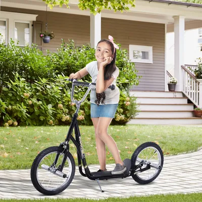 Produktbild von Sweiko Kinderroller mit Luftreifen Scooter Roller Kinder Roller Kickboard 16'' Schwarz