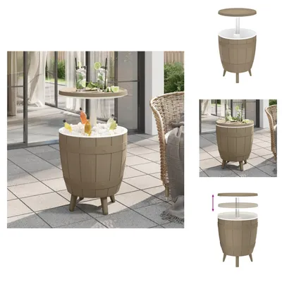 Immagine prodotto di vidaXL Tavolo 3 in 1 con refrigeratore di ghiaccio in polipropilene marrone chiaro - Tavoli da giardino