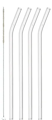 Trinkhalme aus Borosilikatglas, 4 Stk. + Bürste, 23 cm