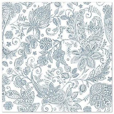 Produktbild von 250x PAPSTAR 50 Servietten "ROYAL Collection" 1/4-Falz 40 cm x 40 cm blau "Paisley" | Folie (50 Stück)