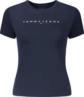 Image de T-shirt bleu slim fit pour femme avec imprimé, en coton régénéré