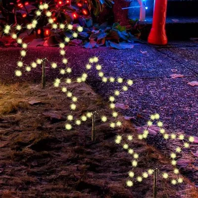 Produktbild von Weihnachtsbeleuchtung 2 m Außenpackung von 3 LED-Sternen, Gartendekoration - warmweiß
