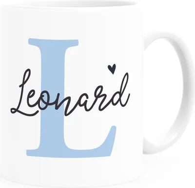 Produktbild von Kinder-Tasse Kunststoff Initiale Monogramm personalisiert mit Namen und Anfangsbuchstabe personalisierte Namenstasse für Jungen Mädchen SpecialMe® Jungen weiß Kunstoff-Tasse