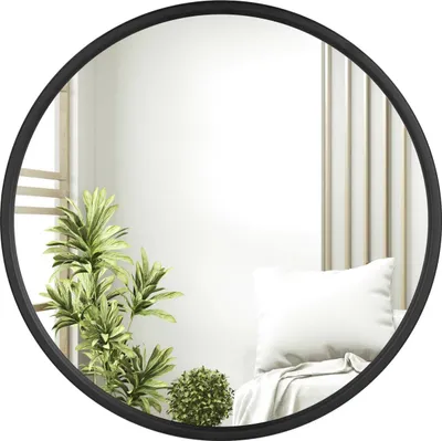 Produktbild von Moderner Runden Wandspiegel – Schwarzer Stahlrahmen – Für Badezimmer, Schlafzimmer, Wohnzimmer & Flur – Aufhängung Inklusive – 70x70 cm