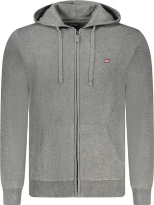 Produktbild von Grauer Herren-Kapuzen-Cardigan mit Taschen und Stickerei