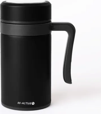 Produktbild von Thermobecher Mit Henkel aus Edelstahl 450 ml Becher für Kaffee und Tee unterwegs Schwarz