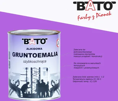 Obrázok produktu pre Alkydová základná farba na kov BATO RAL 9005 matná rýchloschnúca 5L