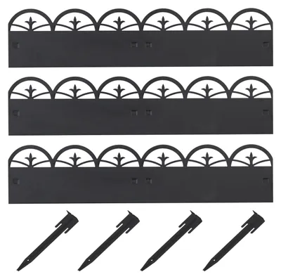 Obrázek produktu pro Relaxdays Kovová ohraničení záhonů, pevná ohraničení trávníku, 3 ohradní prvky, VxŠ: 7,5x274,5 cm, ohraničení záhonů do zahrady, černá
