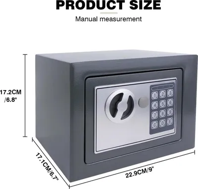 Produktbild von Tresor - Elektronischer Safe - 4,6 L - 170×230×170 mm - Stahl - PIN-Code + Notschlüssel - Sperre nach 3 Fehlversuchen - Grau