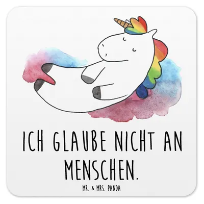 Produktbild von Mr. & Mrs. Panda Flaschenuntersetzer Einhorn Wolke 7 10er Set - Weiß - Geschenk, Untersetzer Gläser, Menschen, coaster, für, Tischuntersetzer, Einhörner, Unicorn, Lächeln