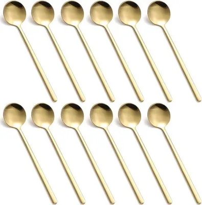 Produktbild von Famanu Teelöffel 12 Stück - Edelstahl, kleine runde Löffel