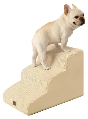 Zdjęcie produktu dla Schodki dla psa, 3 stopnie, wysokość 40 cm, jasnobrązowe
