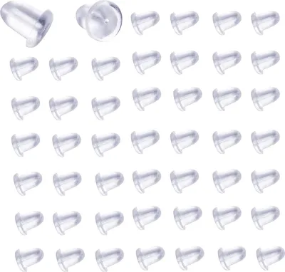 Produktbild von 50 Stück Ohrring Verschluss, Transparent Universal Ohrring Stopper Silikon Ohrstecker verschlüsse für DIY Schmuck Fitting Ohrringe Machen (4 * 5 mm)