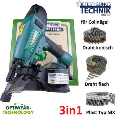 Produktbild von Prebena Coilnagler 3GP-CNW50 32-50mm für Coilnägel draht konisch flach Tjep MX