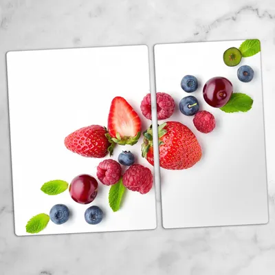 Produktbild von Glas-Herdabdeckplatten Glaskeramikkochfeld-Abdeckung Spritzschutz Schneidebrett Zweiteilige Glas 70x52 cm Bunte Früchte