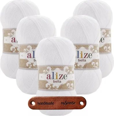 Produktbild von 5 x ALIZE Bella 100 55 White mit Label