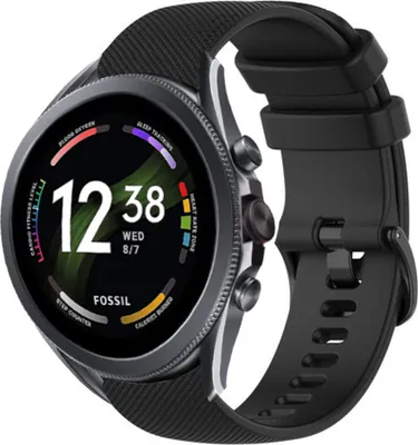 Produktbild von Strap-it Fossil Gen 6 44mm Luxus-Silikonarmband (Schwarz)