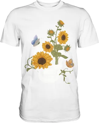 Produktbild von Sonnenblumen Totenkopf Schmetterling T-Shirt – White / 5XL