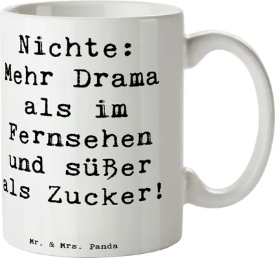 Produktbild von Mr. & Mrs. Panda Kaffeebecher Spruch Nichte Freude - Weiß - Geschenk, Verwandtschaft, Liebe, Kaffeepott, herzerwärmende Sprüche, Kaffeetasse, Familie, Süß, Tasse, schöne