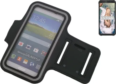 Produktbild von Kompatibel mit Blackview BV5500 Neopren Jogging Armband Sportarmband Oberarmband schwarz kompatibel mit Blackview BV5500 mit Reflektor Streifen.