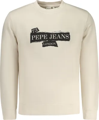 Produktbild von Herren Sweatshirt Beige aus Baumwolle mit Druck & Rundhalsausschnitt