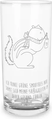 Produktbild von Mr. & Mrs. Panda Glas Eichhörnchen Smoothie 200 ml - Transparent - Geschenk, Tumbler, Longdrinkglas, Lustige Sprüche, Abnehmen, Trinkglas, Green Smoothies, Diät