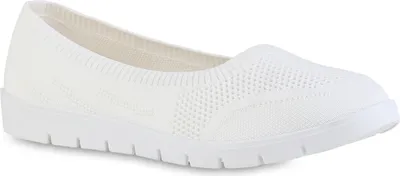 Produktbild von VAN HILL Damen Sportliche Ballerinas Bequeme Strick Profil-Sohle Schuhe 841603, Farbe: Weiß, Größe: 36