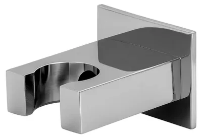 Produktbild von Wandhalterung für Handbrausen. Quadratischer Brausehalter aus verchromtem Messing