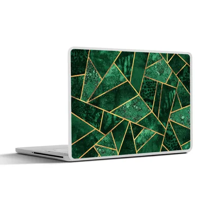 Produktbild von MuchoWow® Laptop Aufkleber Sticker Cover Smaragd - Gold - Abstrakt - Muster 31x22.5 cm - Laptop-Deko