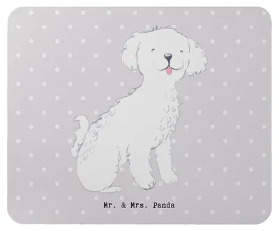 Produktbild von Mr. & Mrs. Panda Mousepad Bichon Frisé Lebensretter - Grau Pastell - Geschenk, pc, Mauspad, mousematte, Mouse Pad, laptop
