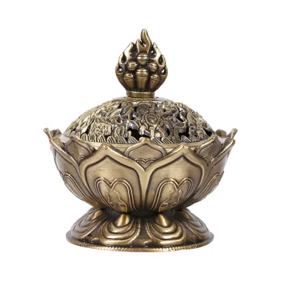 Produktbild von Vintage Rückfluss-Räuchergefäß, Räucherstäbchen- und Kegelhalter, Heimdekoration (Bronze)