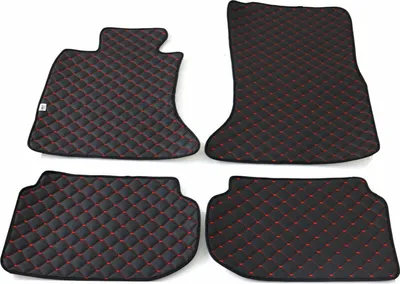 Produktbild von 2010-2017 BMW 5er F10 Leder Kunstleder Rot Fußmatten Kunstleder Schwarz 4 tlg