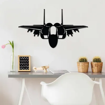 Immagine prodotto di Wallity, F-15 EX, Accessorio decorativo da parete in metallo, Nero, 100 % METALLO, 60 x 34 cm