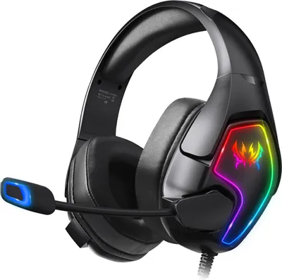 Image de Casque de jeu KOTION EACH, casque filaire avec microphone, lumière LED RVB, casque antibruit, prise simple 3,5 mm + prise USB