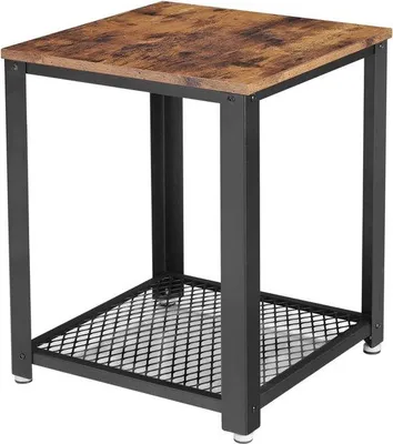 Immagine prodotto di Tavolino dal design industriale con ripiano a griglia - robusta struttura in metallo - soggiorno camera da letto - facile da montare - look  look legno vintage