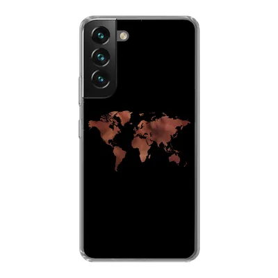 Produktbild von MuchoWow® Handyhülle Schutzhülle Hülle für Samsung Galaxy S22 Weltkarte - Leder - Schwarz Silikon Softcase Handy Hülle - Mobiltelefonhülle