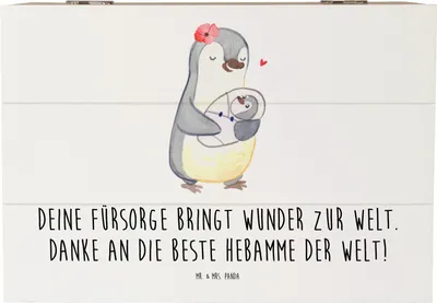 Produktbild von Mr. & Mrs. Panda Schatulle Beste Hebamme 22 x 15 cm - Weiß - Geschenk, geschenkkiste, Aufmerksamkeit, Fürsorge, besondere Momente, Geschenkbox, Danke sagen, kiste holz