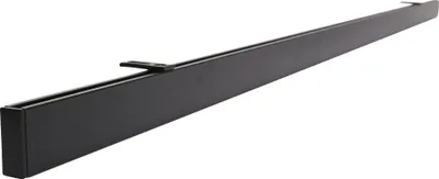 A black metal curtain rail is shown against a white background.
