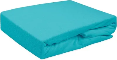 Image de Drap-housse avec élastique, tissu éponge, 90 x 200 cm, turquoise