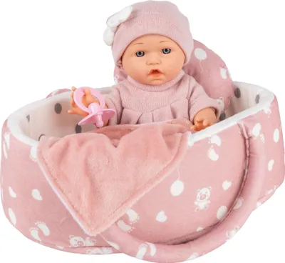 Produktbild von Meine erste Babypuppe 30 cm mit Tragebett, Kissen, Decke & Schnuller – Spielset für Kinder