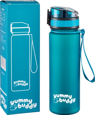 Produktbild von yummy buddy Trinkflasche Kinder Auslaufsicher 500 ml, BPA-Frei, Trinkflasche Schule zum Wandern & Fitnessstudio, Sport Trinkflasche mit Fruchteinsatz, Geschmacksneutrale Wasserflasche 500ml Petrol