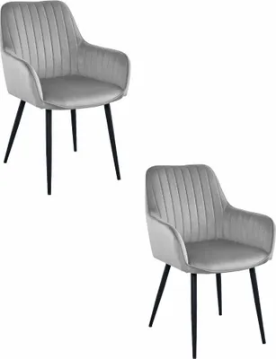 Produktbild von SOLDEN Stuhl - silbergrauer Samt / schwarze Beine x 2