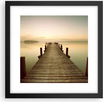 Produktbild von Gerahmtes Poster - Schwarzer Rahmen - Brücke See - 30x30 cm - Wand Bild - Wanddeko - Wandbilder - Kunstposter - Wandposter - Bilderrahmen - Bilder - Kunstdruck - Wandbild - P2BAC30x30-3625
